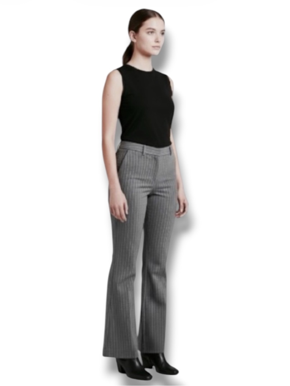 Y2K Steve & Barry's Gray Pinstripe Mid Rise Flare Bootcut Pants Size 12